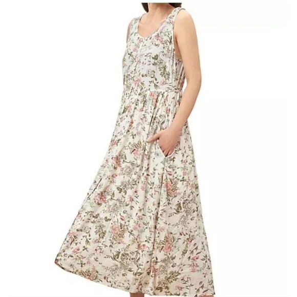 Frye Floral Sleeveless Buttonfront Ruffles Cottagecore Midi Dress SZ‎ XL - Picture 1 of 12